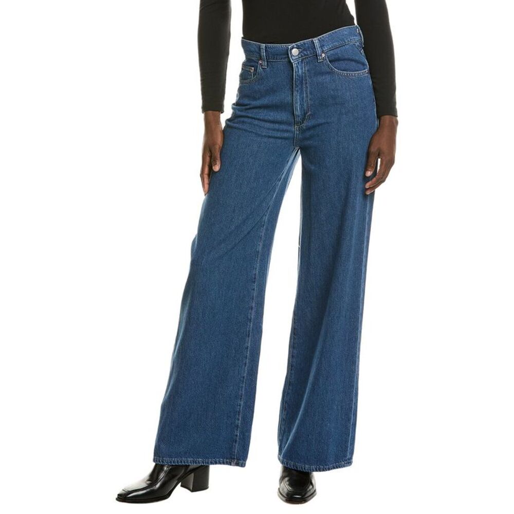 Dl1961 Womens Hepburn North Beach Aura Wide Leg Jean, Blue